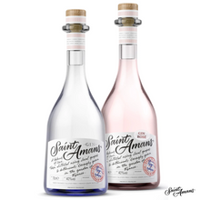 Load image into Gallery viewer, Pictured are our two gins: in blue, the original, and in pink, the Rosé Gin. On voit sur la photo nos deux gins : en bleu, l’original, et en rose, le Gin Rosé.
