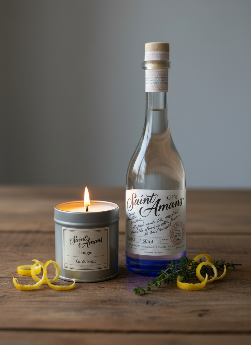 Coffret Rustique - Saint Amans Original Gin & Bougie "Gin and Tonic"