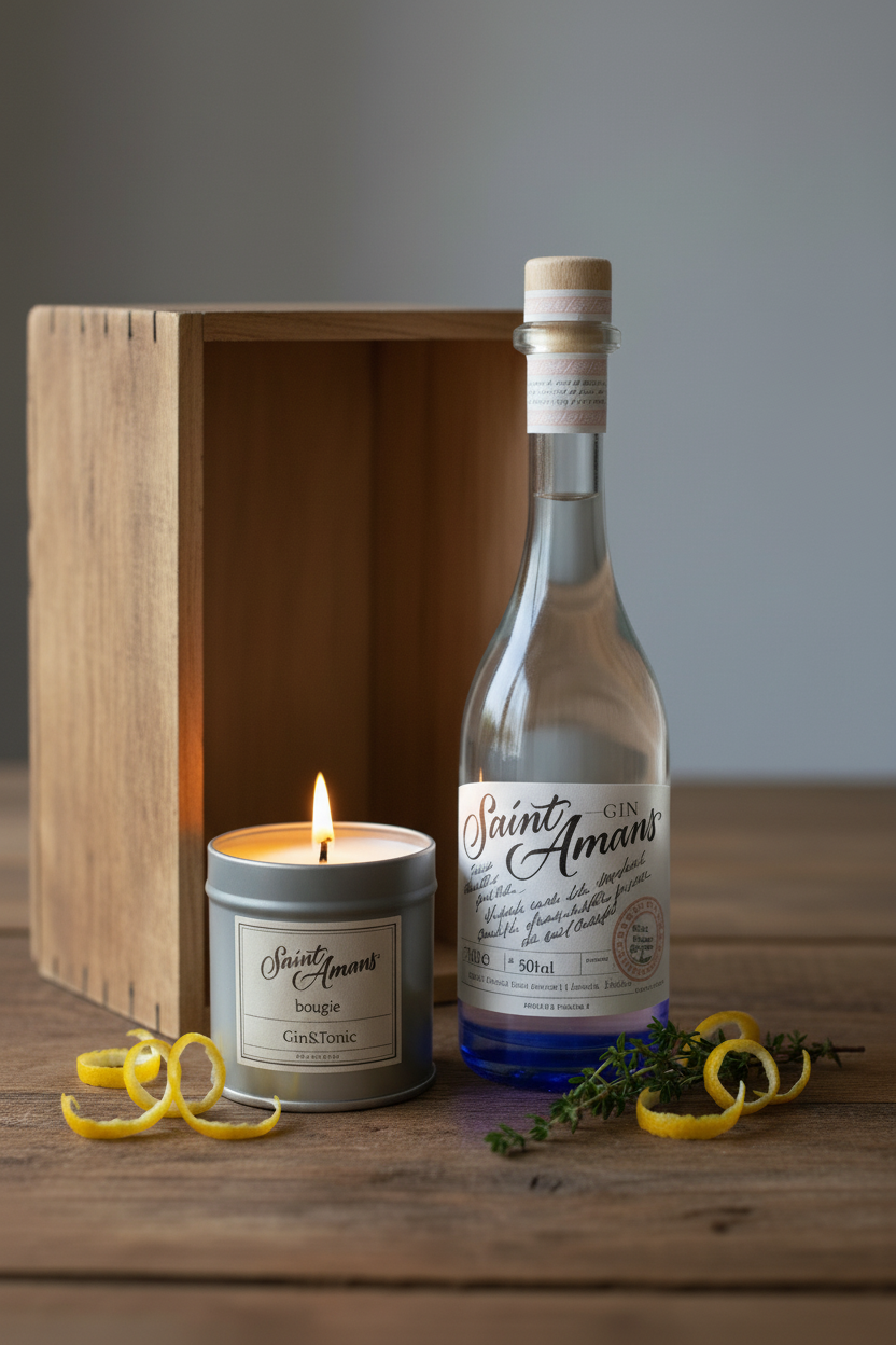 Coffret Rustique - Saint Amans Original Gin & Bougie "Gin and Tonic"