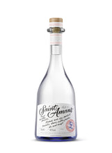 Load image into Gallery viewer, Bottle of Saint Amans Gin Original,  a French London Dry gin. The gin is colourless, and the bottom of the bottle is dark blue, with red-accented labels on the neck and a red artisanal stamp. French: Bouteille de Gin Original Saint Amans, un gin London Dry français. Le gin est transparent, et le fond de la bouteille est bleu marine. L’étiquette a des accents rouge sur le goulot et un tampon rouge artisanal.
